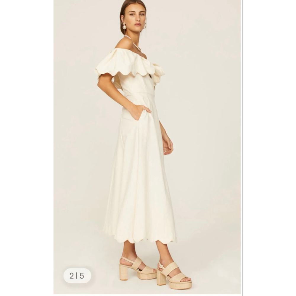 Sea New York Leona Linen Blend Scalloped Midi Dress - Picture 10 of 11
